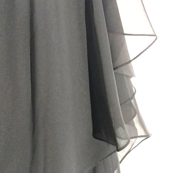 XSCAPE NWT BLACK ONE-SHOULDER RHINESTONE FLUTTER HEM MINI DRESS SIZE 6 - Picture 4 of 15